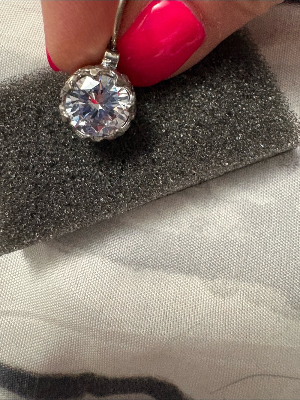 Shablool Silver Jewelry Design Pink and Silver Solitaire Drop Earrings